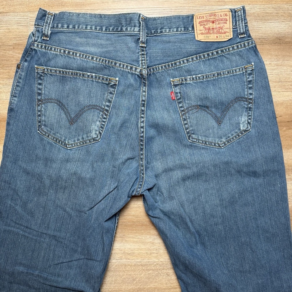 Levis 559 Jeans Men 36x34 Blue Relaxed Straight Leg Baggy Denim Casual Y2K‎ - Picture 4 of 15